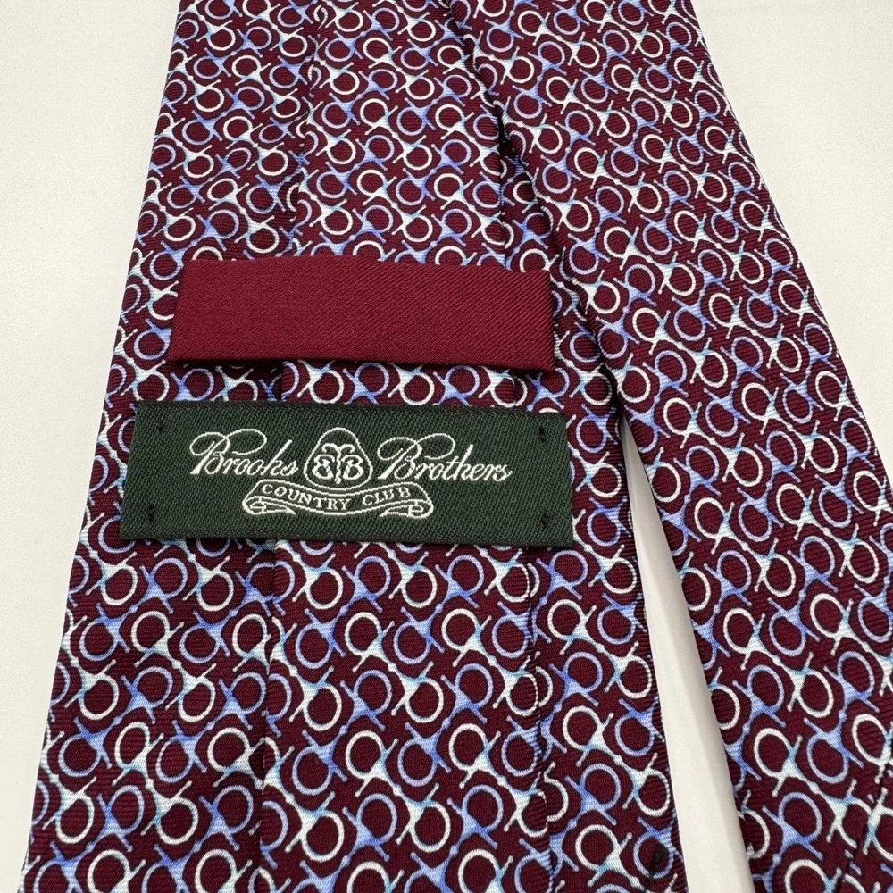 Brooks‎ Brothers Country Club Purple Horse Bit Geometric Pattern Silk Necktie